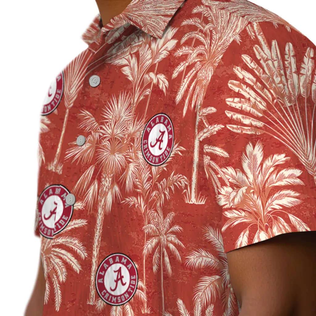 Alabama Crimson Tide Hawaiian Shirt - Vintage Palm Tree alabama crimson tide palm shadows crimson hawaiian shirts trendy