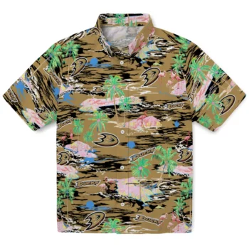 anaheim ducks flamingo retreat gold hawaiian shirts best selling