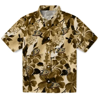 anaheim ducks hibiscus arrangement gold hawaiian shirts best selling