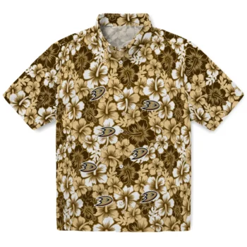 anaheim ducks hibiscus blooms gold hawaiian shirts best selling