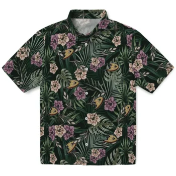 anaheim ducks hibiscus leaves pattern green hawaiian shirts best selling