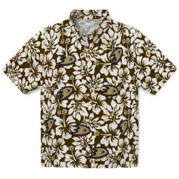 anaheim ducks hibiscus motif gold white hawaiian shirts best selling