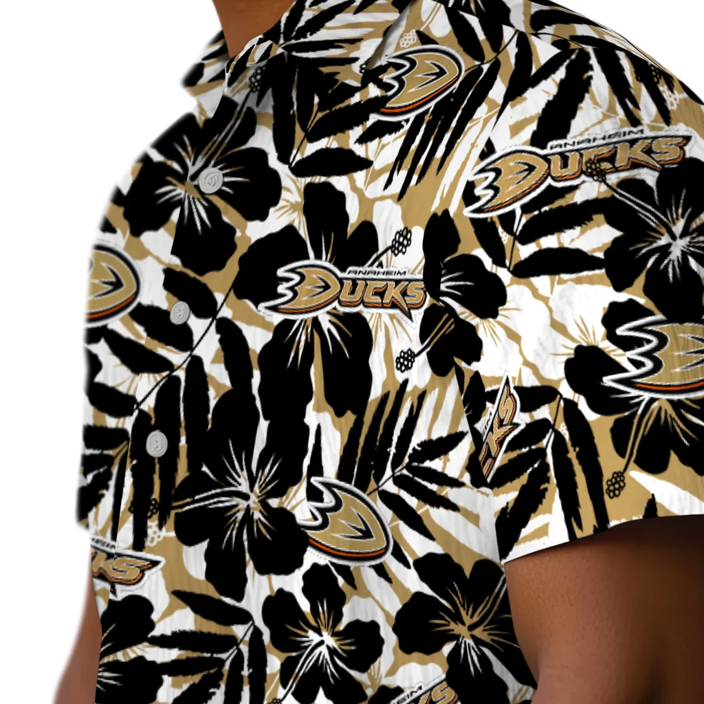 Anaheim Ducks Hawaiian Shirt - Hibiscus Overlay anaheim ducks hibiscus overlay hawaiian shirts trendy