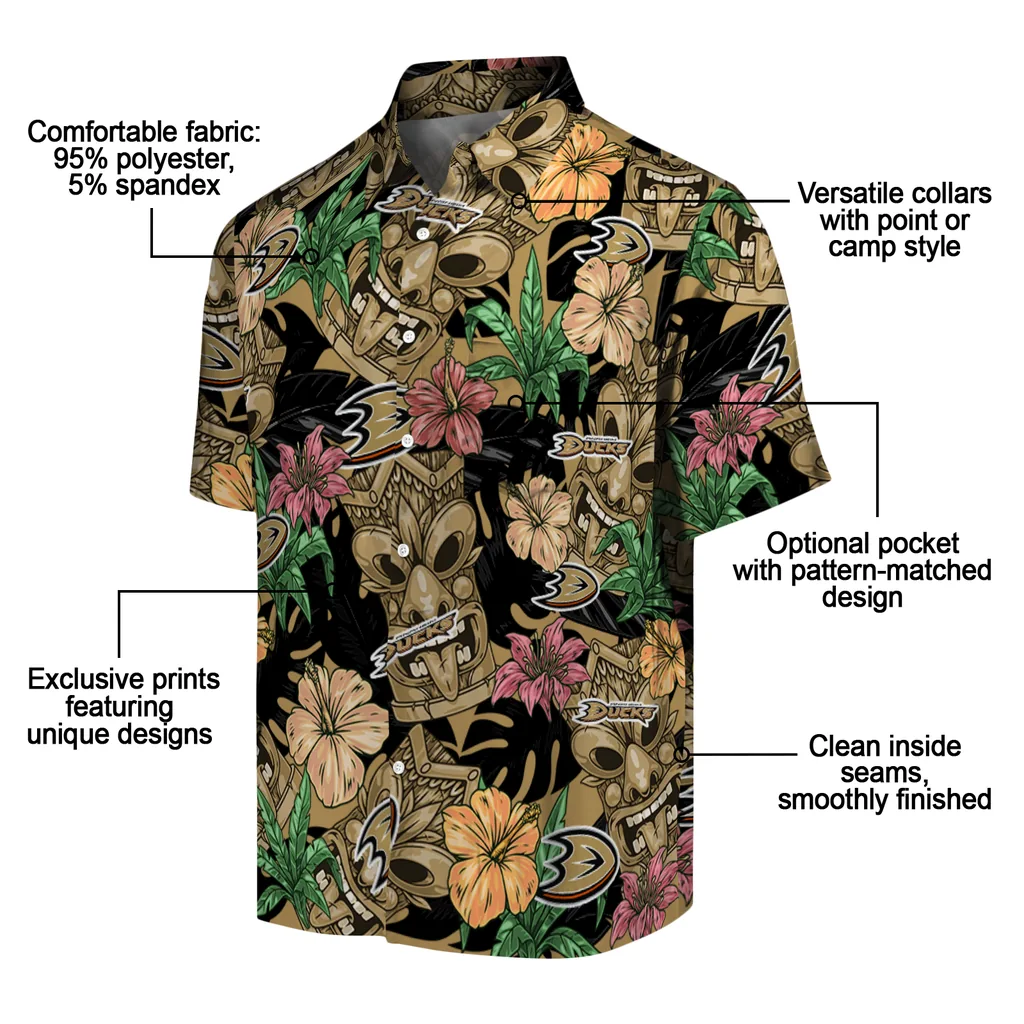 Anaheim Ducks Hawaiian Shirt - Hibiscus Tiki Jungle anaheim ducks tiki jungle gold hawaiian shirts new arrival