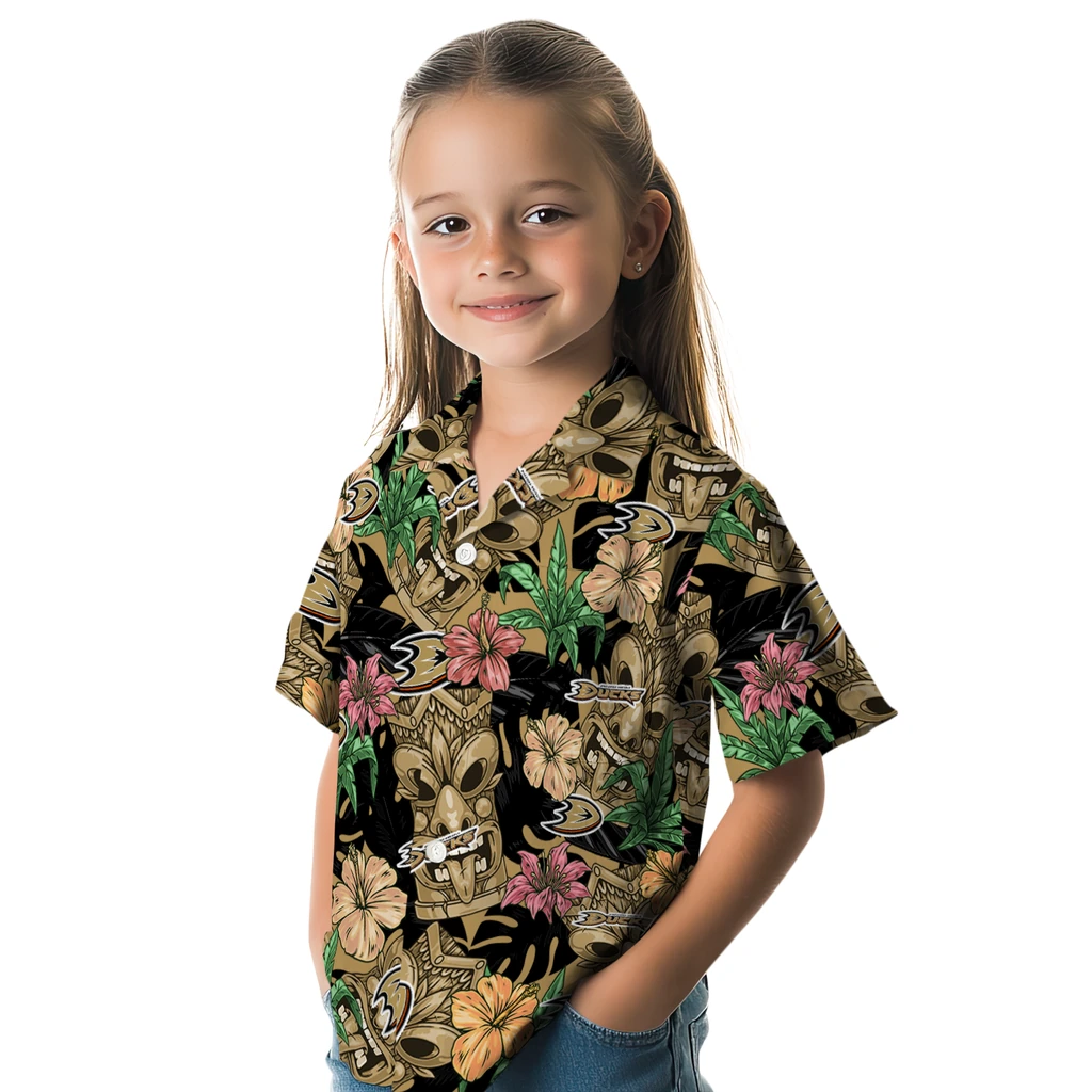 Anaheim Ducks Hawaiian Shirt - Hibiscus Tiki Jungle anaheim ducks tiki jungle gold hawaiian shirts premium grade