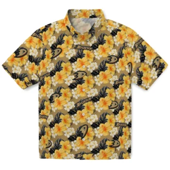 anaheim ducks hibiscus tropics gold yellow hawaiian shirts best selling