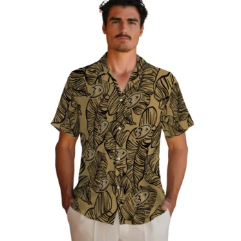anaheim ducks leaf outline gold hawaiian shirts fashion forward