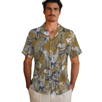 anaheim ducks palm leaves gold hawaiian shirts fashion forward