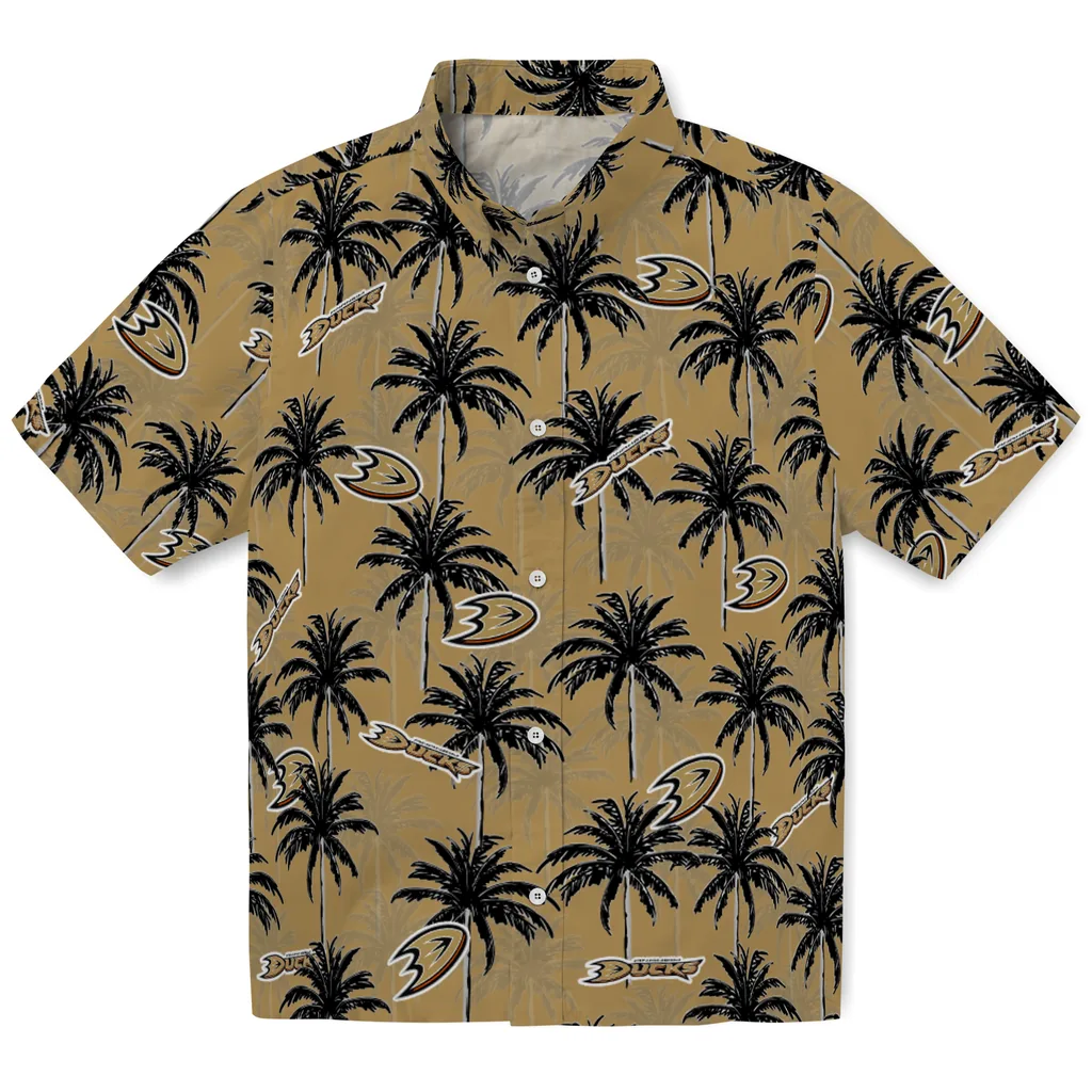 Anaheim Ducks Hawaiian Shirt - Palm Tree Motif anaheim ducks palm grove gold hawaiian shirts best selling