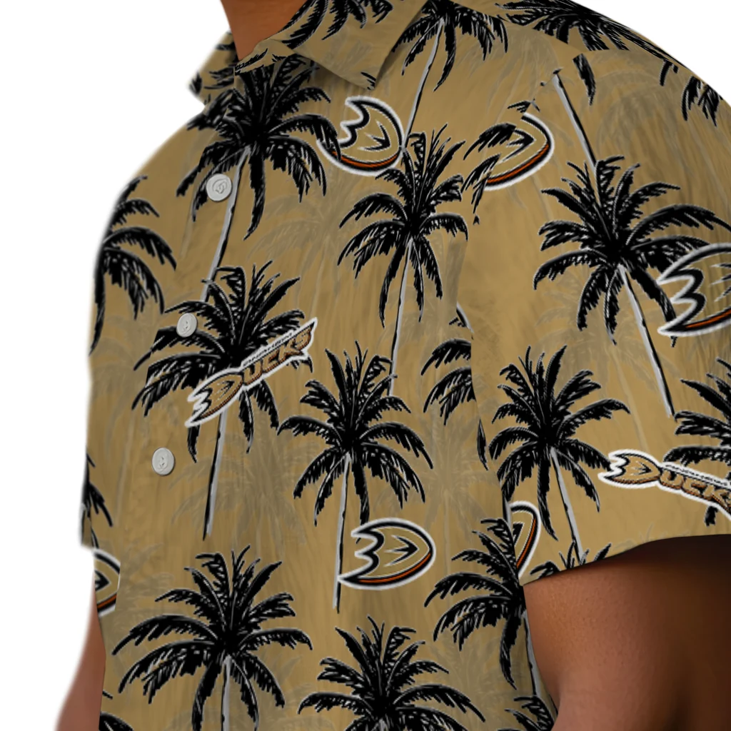 Anaheim Ducks Hawaiian Shirt - Palm Tree Motif anaheim ducks palm grove gold hawaiian shirts trendy