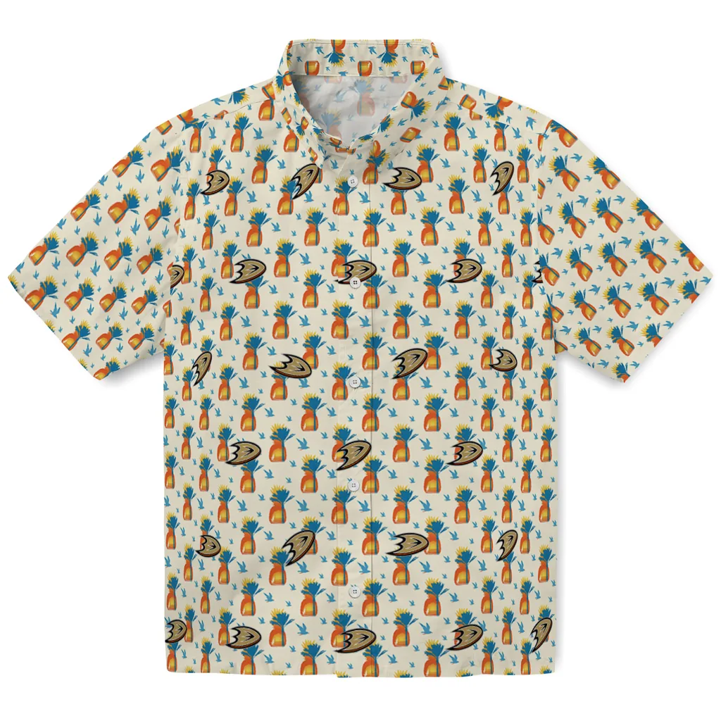 Anaheim Ducks Hawaiian Shirt - Pineapple Delight anaheim ducks pineapple delight beige hawaiian shirts best selling