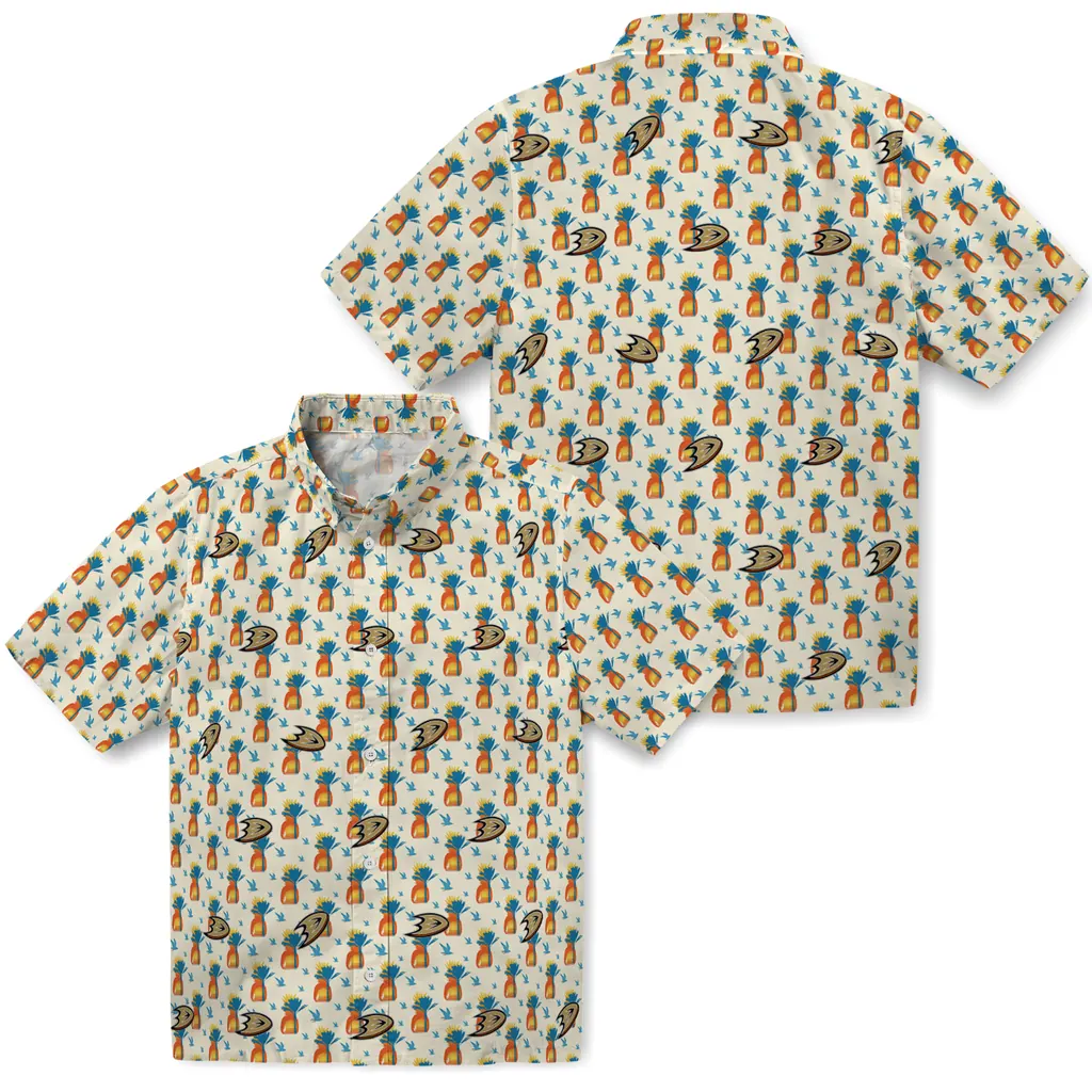 Anaheim Ducks Hawaiian Shirt - Pineapple Delight anaheim ducks pineapple delight beige hawaiian shirts high quality