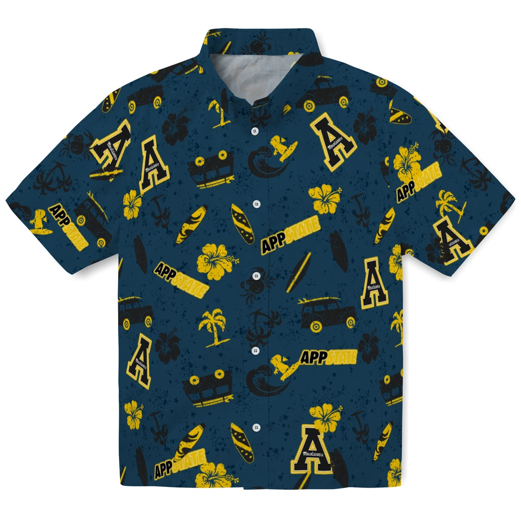 Appalachian State Mountaineers Hawaiian Shirt - Beach Vibe appalachian state mountaineers beach vibe navy hawaiian shirts best selling