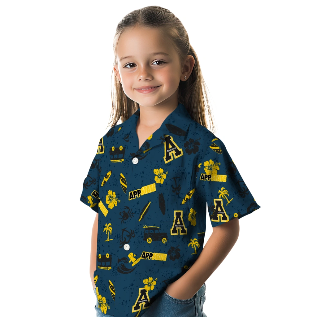 Appalachian State Mountaineers Hawaiian Shirt - Beach Vibe appalachian state mountaineers beach vibe navy hawaiian shirts premium grade