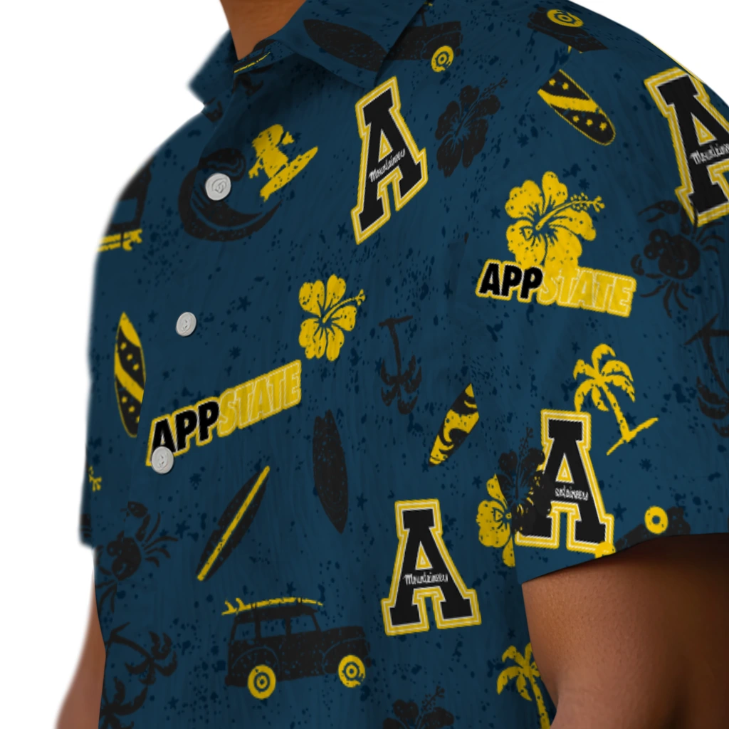 Appalachian State Mountaineers Hawaiian Shirt - Beach Vibe appalachian state mountaineers beach vibe navy hawaiian shirts trendy