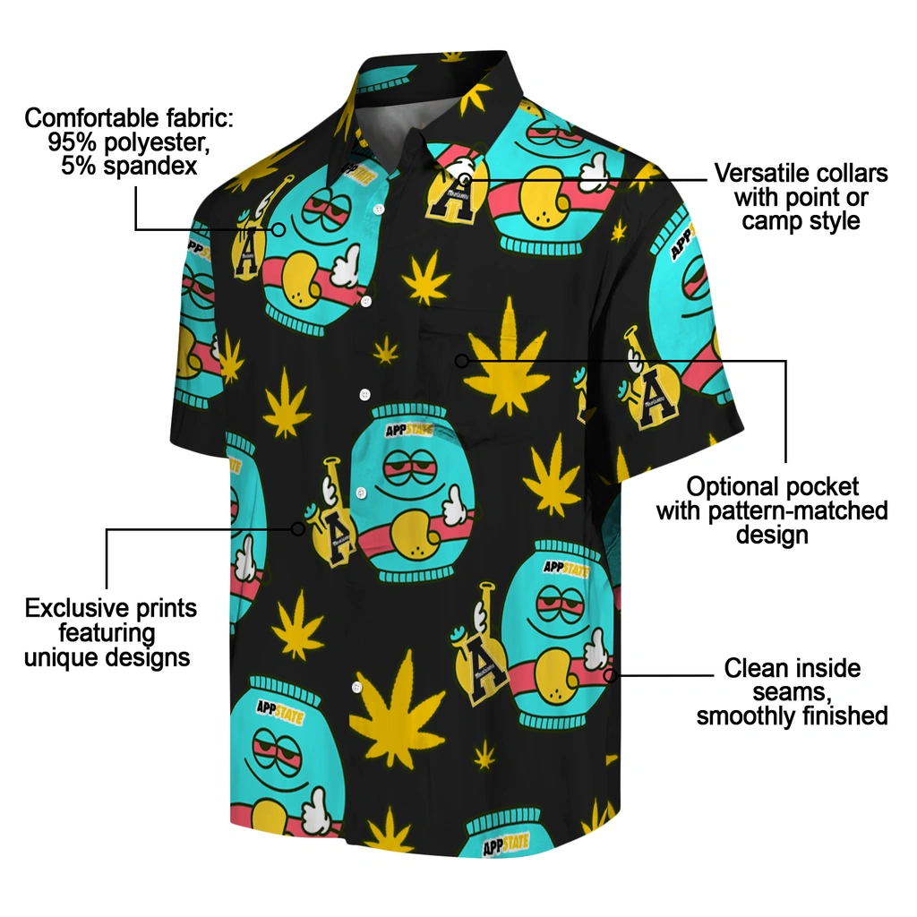 Appalachian State Mountaineers Hawaiian Shirt - Chill Vibe appalachian state mountaineers bong smile black hawaiian shirts new arrival