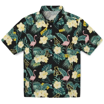 appalachian state mountaineers flamingo palms black hawaiian shirts best selling