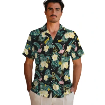 appalachian state mountaineers flamingo palms black hawaiian shirts fashion forward