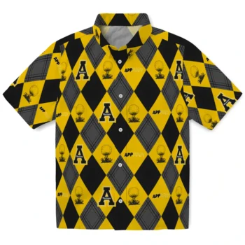 appalachian state mountaineers balloon plaid black hawaiian shirts best selling