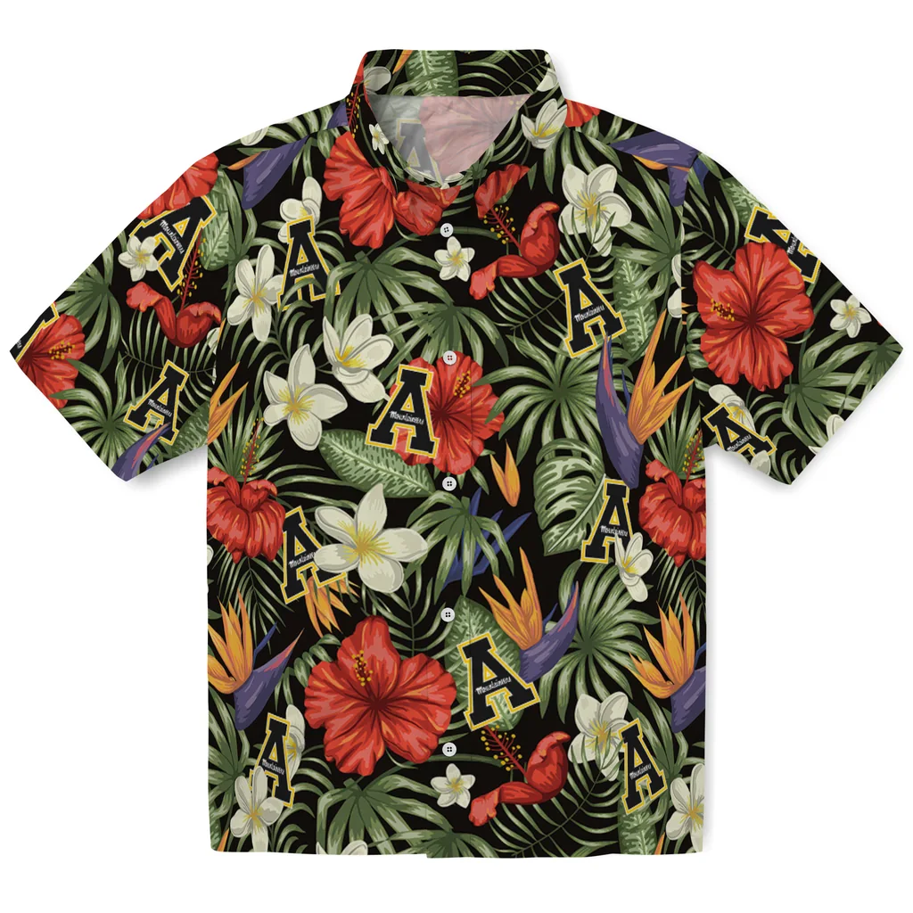 Appalachian State Mountaineers Hawaiian Shirt - Hawaii Floral Hibiscus appalachian state mountaineers hibiscus bird hawaiian shirts best selling