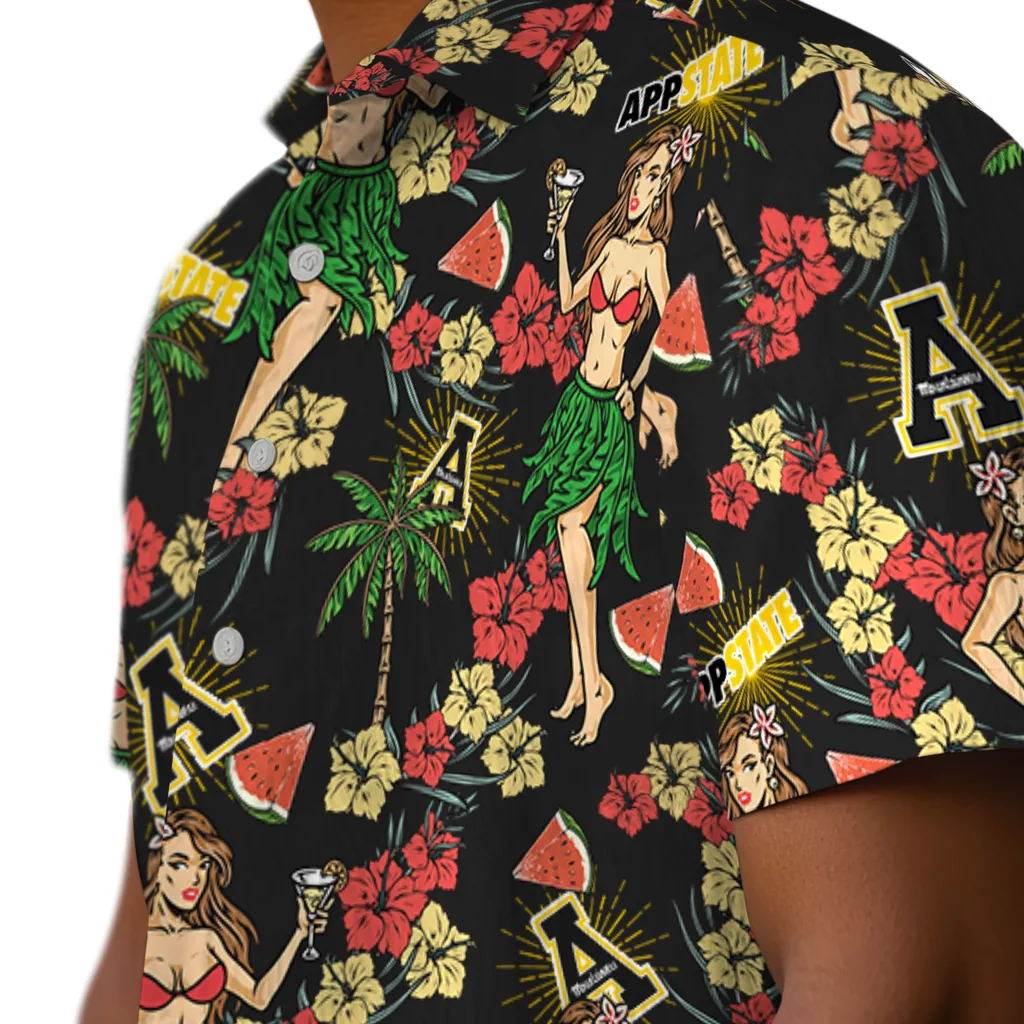 Appalachian State Mountaineers Hawaiian Shirt - Hawaiian Girls Design appalachian state mountaineers hawaiian girls design black hawaiian shirts trendy