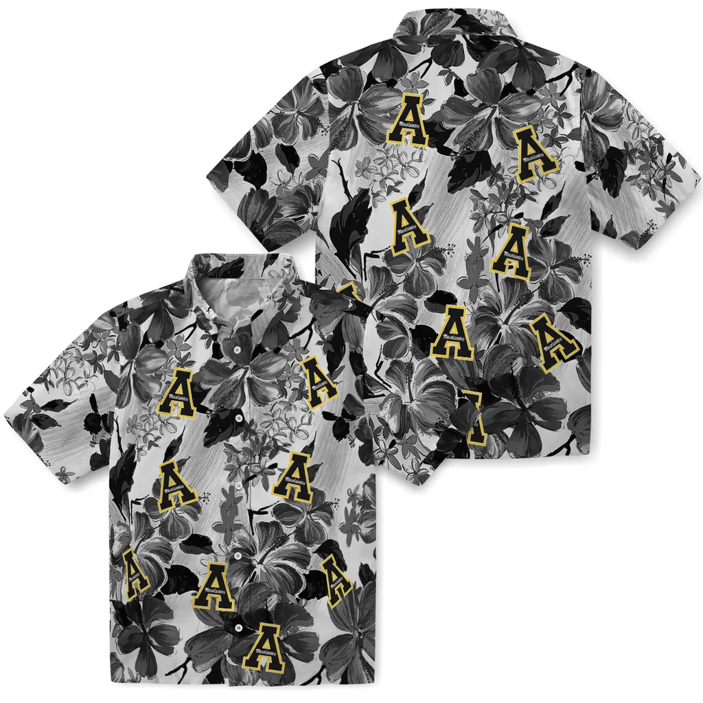 Appalachian State Mountaineers Hawaiian Shirt - Hibiscus Arrangement appalachian state mountaineers hibiscus arrangement black hawaiian shirts high quality