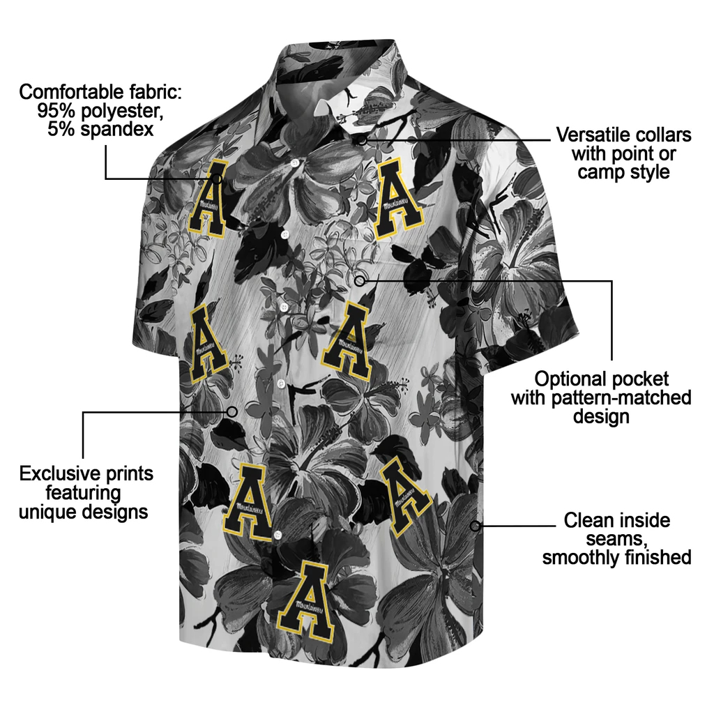 Appalachian State Mountaineers Hawaiian Shirt - Hibiscus Arrangement appalachian state mountaineers hibiscus arrangement black hawaiian shirts new arrival