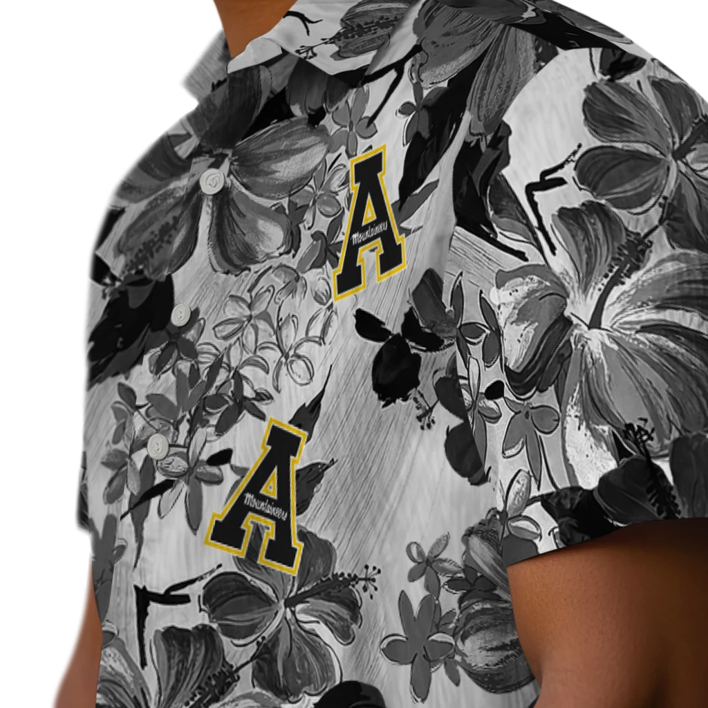 Appalachian State Mountaineers Hawaiian Shirt - Hibiscus Arrangement appalachian state mountaineers hibiscus arrangement black hawaiian shirts trendy