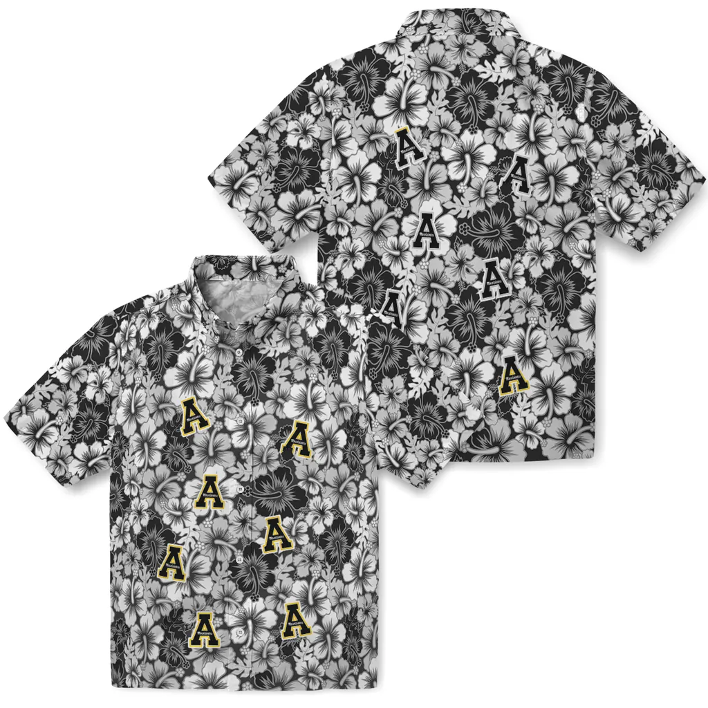 Appalachian State Mountaineers Hawaiian Shirt - Hibiscus Blooms appalachian state mountaineers hibiscus blooms black hawaiian shirts high quality