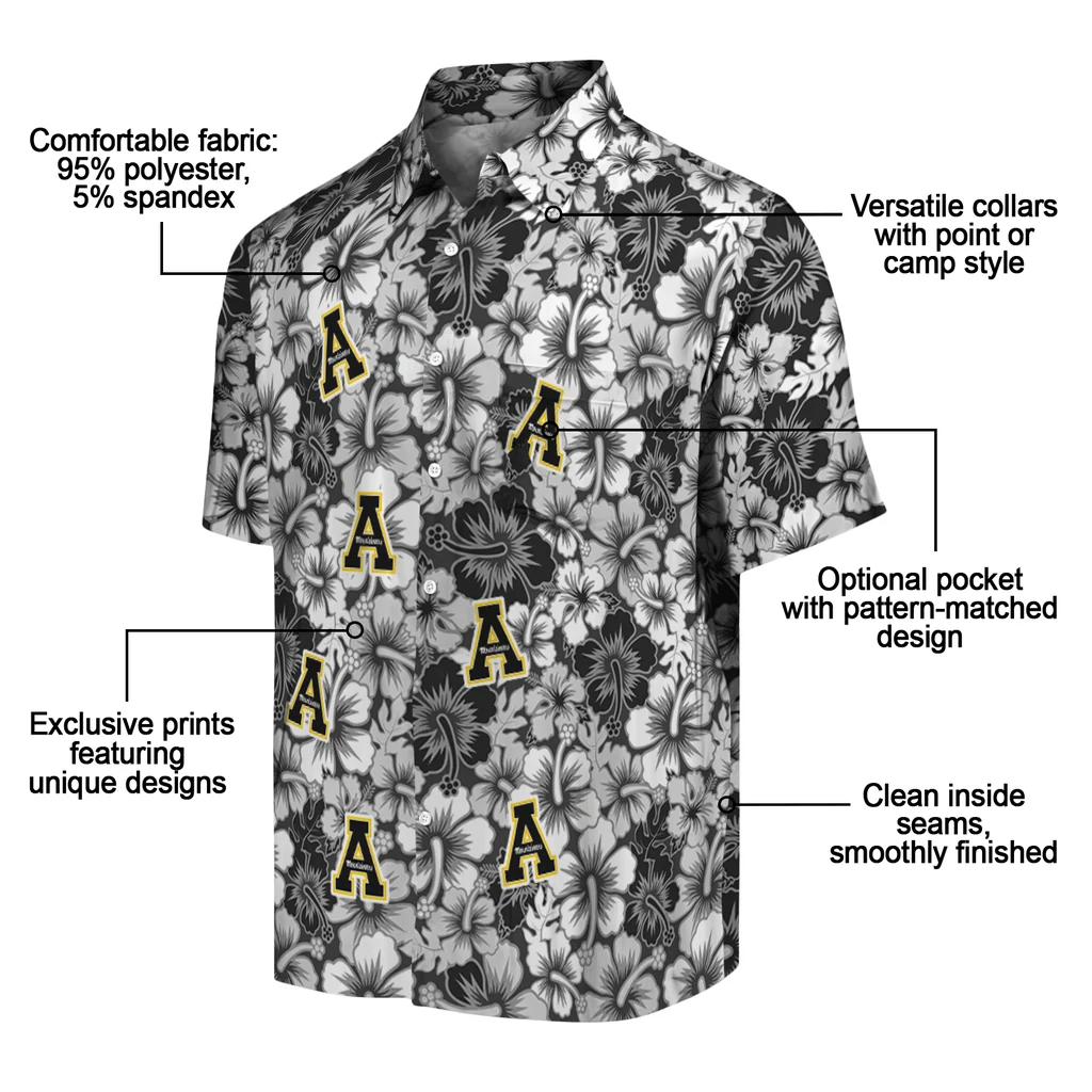 Appalachian State Mountaineers Hawaiian Shirt - Hibiscus Blooms appalachian state mountaineers hibiscus blooms black hawaiian shirts new arrival