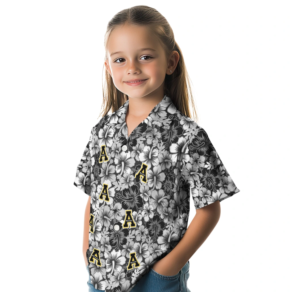 Appalachian State Mountaineers Hawaiian Shirt - Hibiscus Blooms appalachian state mountaineers hibiscus blooms black hawaiian shirts premium grade