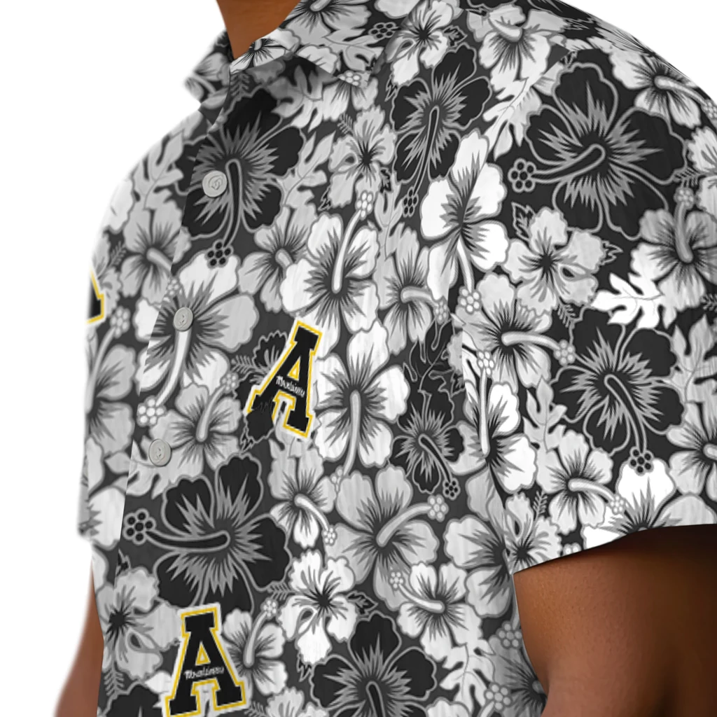 Appalachian State Mountaineers Hawaiian Shirt - Hibiscus Blooms appalachian state mountaineers hibiscus blooms black hawaiian shirts trendy