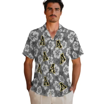 appalachian state mountaineers hibiscus cluster black hawaiian shirts fashion forward