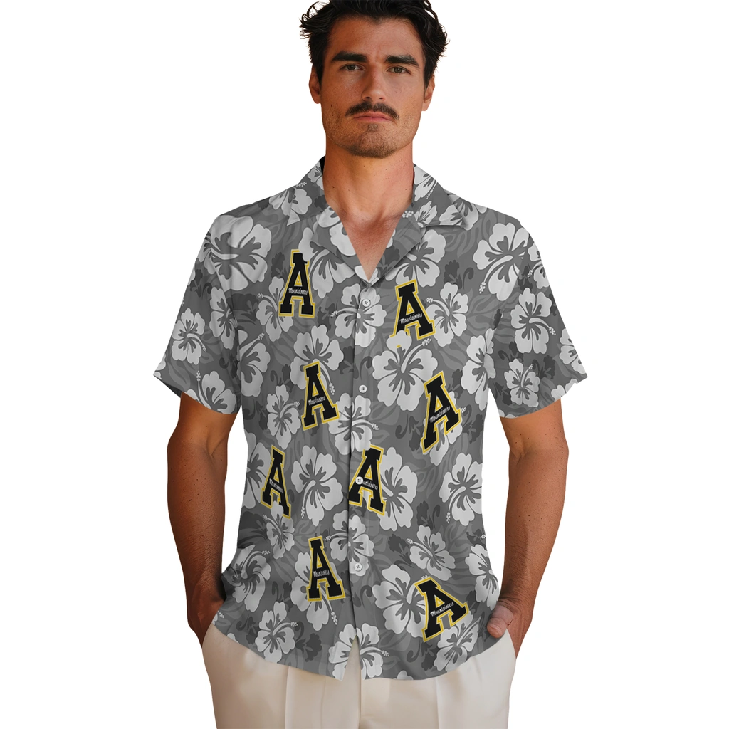 Appalachian State Mountaineers Hawaiian Shirt - Hibiscus Cluster appalachian state mountaineers hibiscus cluster black hawaiian shirts fashion forward