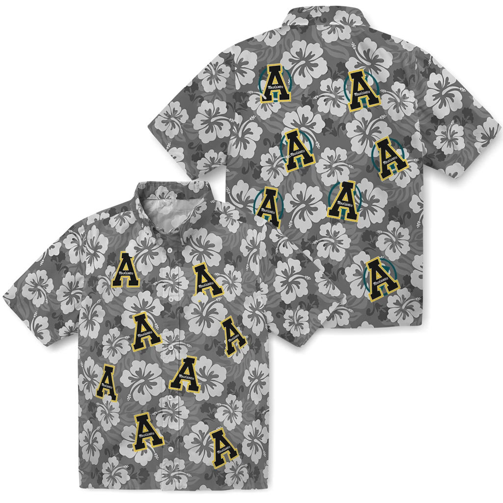 Appalachian State Mountaineers Hawaiian Shirt - Hibiscus Cluster appalachian state mountaineers hibiscus cluster black hawaiian shirts high quality