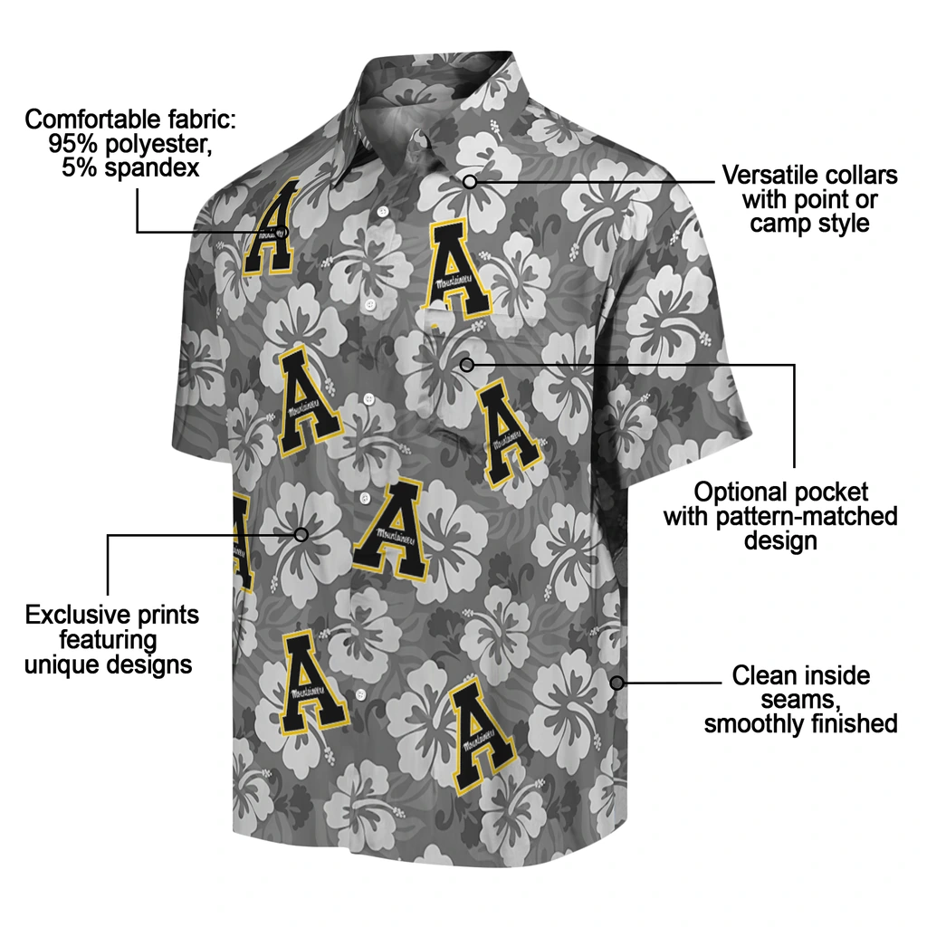 Appalachian State Mountaineers Hawaiian Shirt - Hibiscus Cluster appalachian state mountaineers hibiscus cluster black hawaiian shirts new arrival