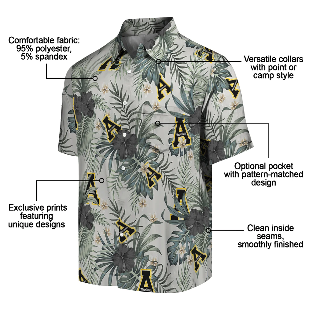 Appalachian State Mountaineers Hawaiian Shirt - Hibiscus Designs appalachian state mountaineers hibiscus designs beige hawaiian shirts new arrival