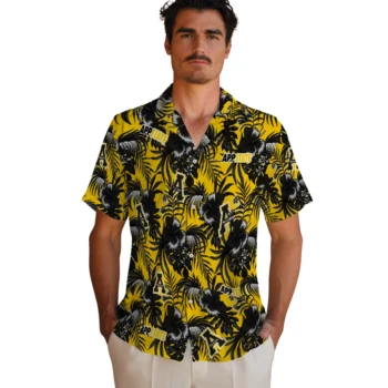 appalachian state mountaineers hibiscus exotic black hawaiian shirts fashion forward