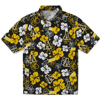 appalachian state mountaineers hibiscus bloom black hawaiian shirts best selling