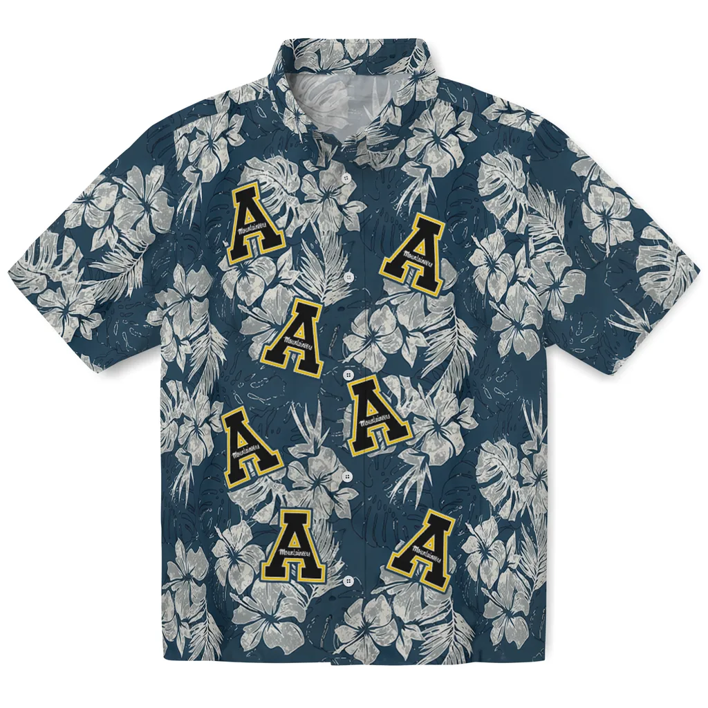 Appalachian State Mountaineers Hawaiian Shirt - Hibiscus Flowers appalachian state mountaineers hibiscus flowers navy blue hawaiian shirts best selling