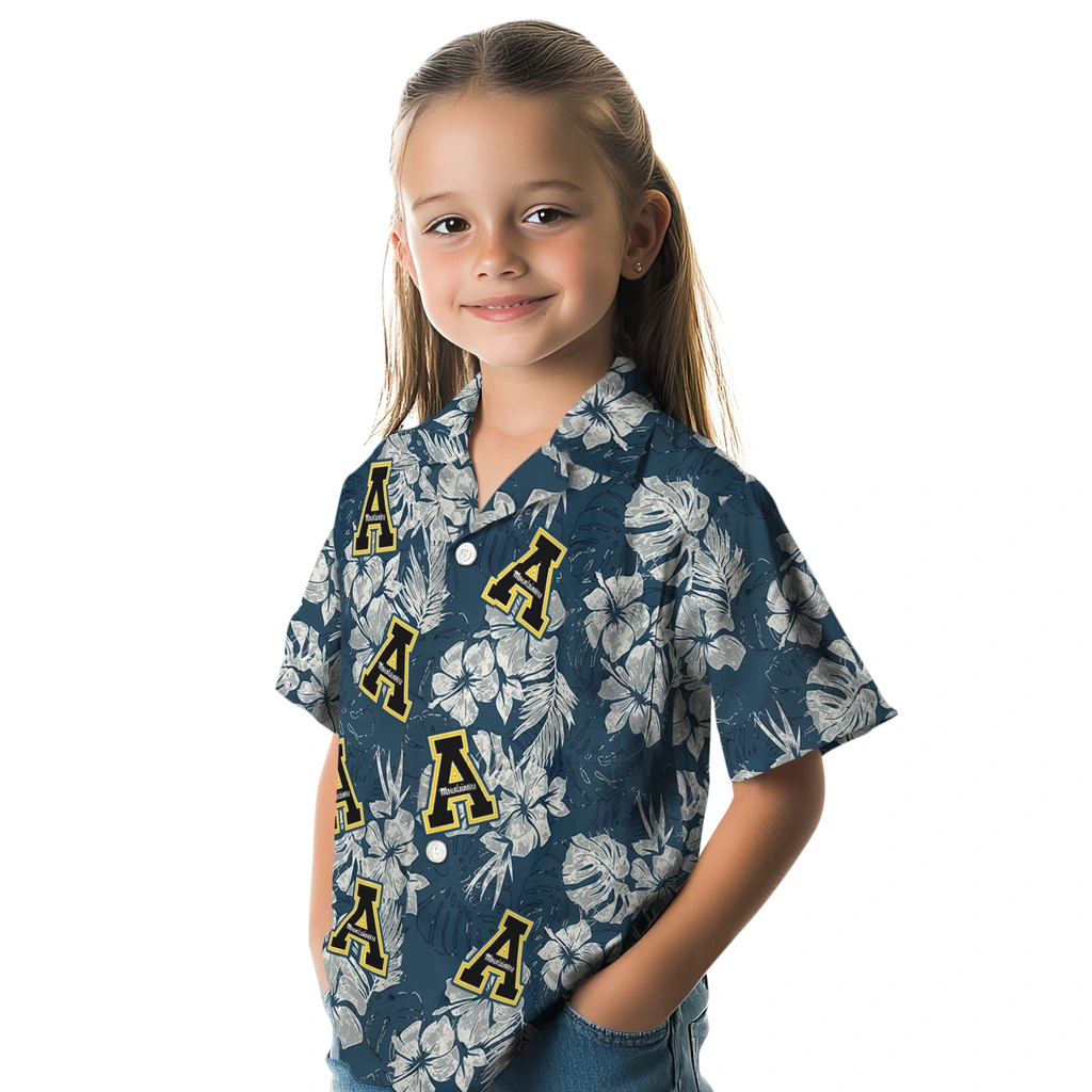 Appalachian State Mountaineers Hawaiian Shirt - Hibiscus Flowers appalachian state mountaineers hibiscus flowers navy blue hawaiian shirts premium grade