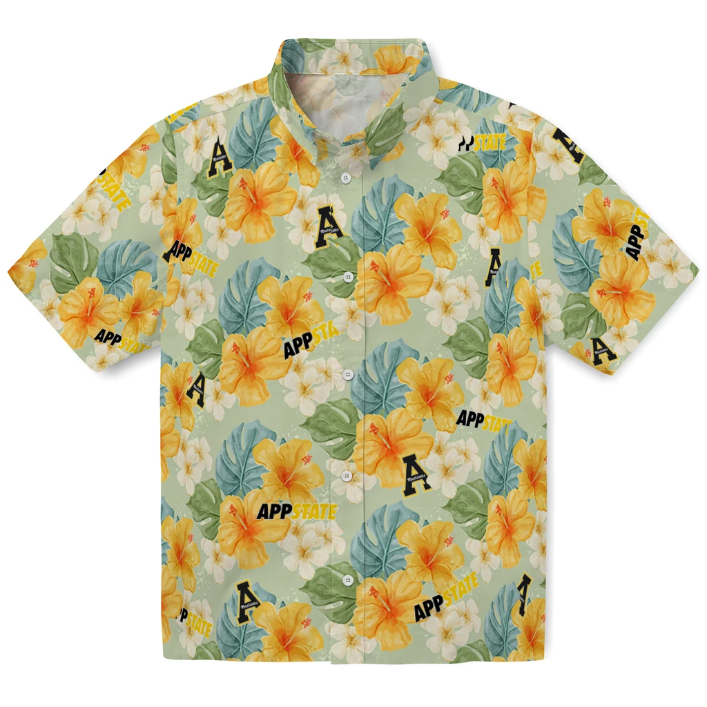 Appalachian State Mountaineers Hawaiian Shirt - Hibiscus Mood appalachian state mountaineers hibiscus mood pale lime yellow hawaiian shirts best selling