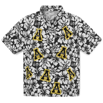 appalachian state mountaineers hibiscus motif black white hawaiian shirts best selling