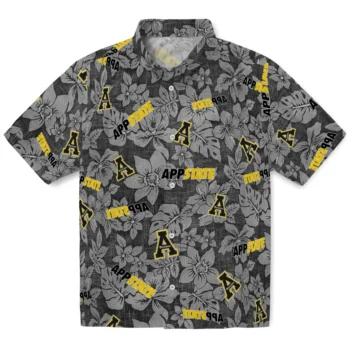 appalachian state mountaineers hibiscus oasis black hawaiian shirts best selling