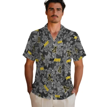 appalachian state mountaineers hibiscus oasis black hawaiian shirts fashion forward