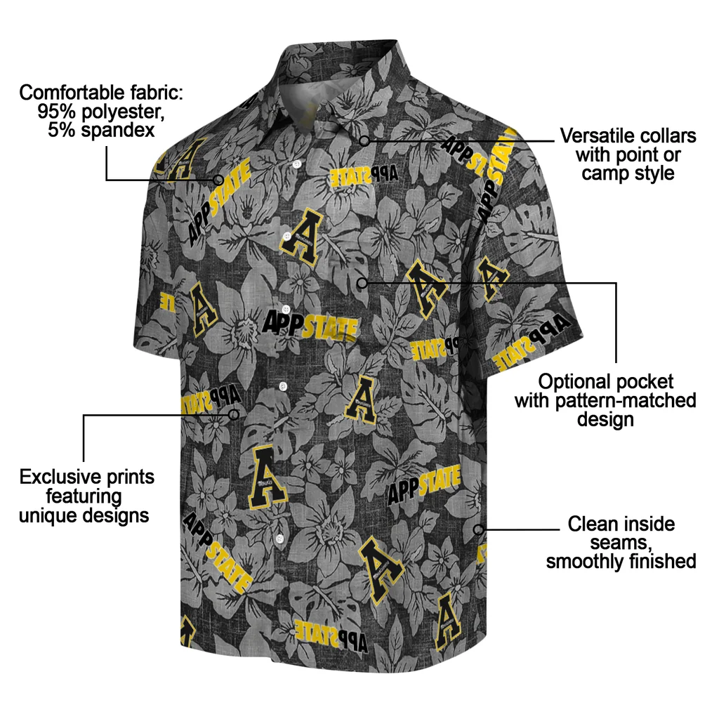 Appalachian State Mountaineers Hawaiian Shirt - Hibiscus Oasis appalachian state mountaineers hibiscus oasis black hawaiian shirts new arrival