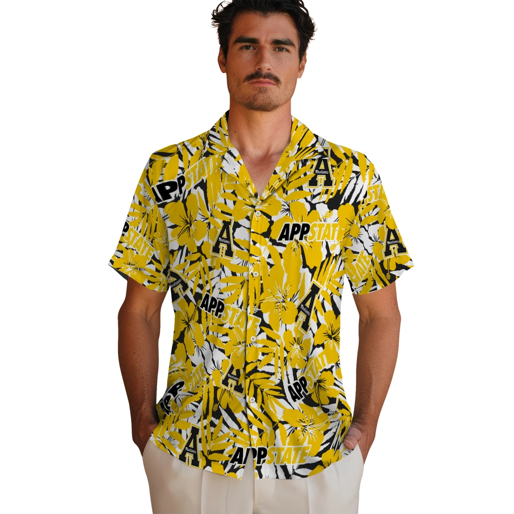 Appalachian State Mountaineers Hawaiian Shirt - Hibiscus Overlay appalachian state mountaineers hibiscus overlay hawaiian shirts fashion forward