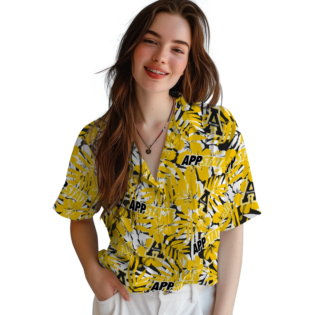 Appalachian State Mountaineers Hawaiian Shirt - Hibiscus Overlay appalachian state mountaineers hibiscus overlay hawaiian shirts latest model