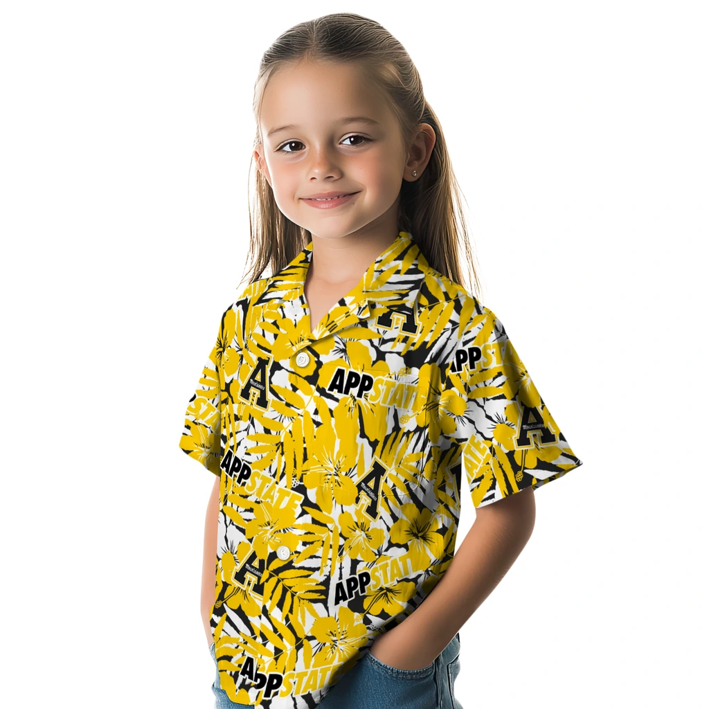 Appalachian State Mountaineers Hawaiian Shirt - Hibiscus Overlay appalachian state mountaineers hibiscus overlay hawaiian shirts premium grade