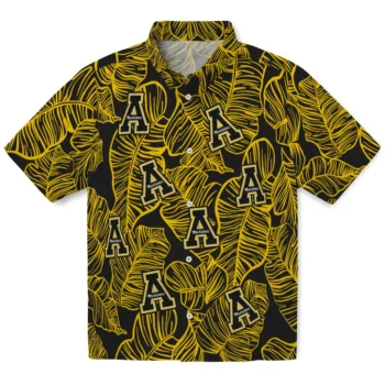 appalachian state mountaineers leaf outline black hawaiian shirts best selling